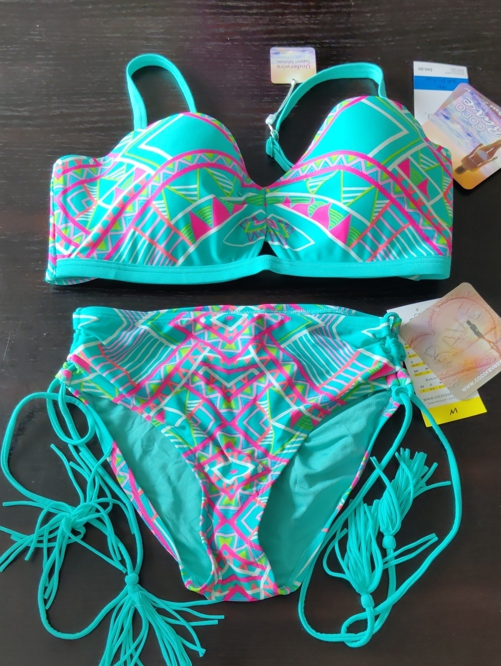 Coco Rave Turquoise Geometric Underwire Bikini Set